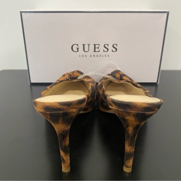 Guess Akela 2 Knot Front Pointed Toe Mules Leopard Brown Size 6 - Picture 5 of 7